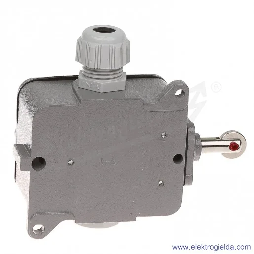 Łącznik krańcowy LK-20R w obudowie metalowej z popychaczem i rolką 1NO+1NC Łącznik krańcowy LK-20R w obudowie metalowej z popychaczem i rolką 1NO+1NC