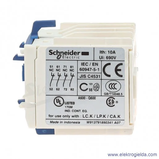 LA1KN04 4 rozwierne Blok styków pomocniczych, zaciski śrubowe LA1KN04 4 rozwierne Blok styków pomocniczych, zaciski śrubowe