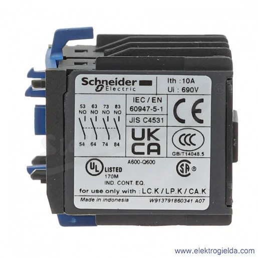 LA1KN40 4 zwierne Blok styków pomocniczych, zaciski śrubowe LA1KN40 4 zwierne Blok styków pomocniczych, zaciski śrubowe
