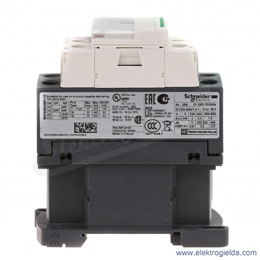 LC1D12F7 1z+1r 5,5kW 25A Uc 110 VAC 50/60Hz, Stycznik zaciski śrubowe LC1D12F7 1z+1r 5,5kW 25A Uc 110 VAC 50/60Hz, Stycznik zaciski śrubowe