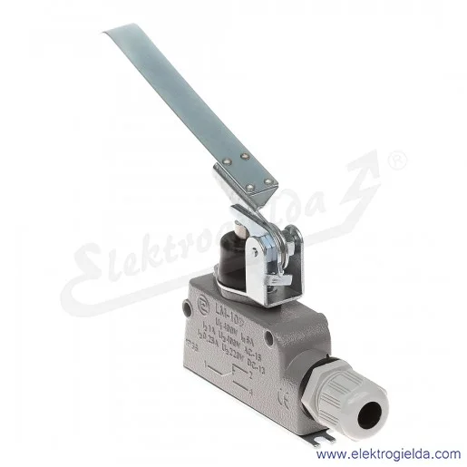 Łącznik krańcowy LM-10D w obudowie metalowej z napędem i dźwignią płaską 1P Łącznik krańcowy LM-10D w obudowie metalowej z napędem i dźwignią płaską 1P