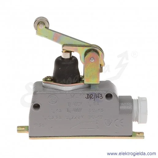 Łącznik krańcowy LM10-10DR/W3 w obudowie metalowej z dźwignią i rolką 1P wykonanie morskie Łącznik krańcowy LM10-10DR/W3 w obudowie metalowej z dźwignią i rolką 1P wykonanie morskie