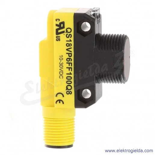 Czujnik odbiciowy 3071882 QS18VP6FF100Q8 z odcięciem tła, zasięg 0..100mm, PNP, M12x1, zasilanie 10..30VDC Czujnik odbiciowy 3071882 QS18VP6FF100Q8 z odcięciem tła, zasięg 0..100mm, PNP, M12x1, zasilanie 10..30VDC