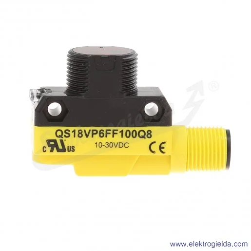 Czujnik odbiciowy 3071882 QS18VP6FF100Q8 z odcięciem tła, zasięg 0..100mm, PNP, M12x1, zasilanie 10..30VDC Czujnik odbiciowy 3071882 QS18VP6FF100Q8 z odcięciem tła, zasięg 0..100mm, PNP, M12x1, zasilanie 10..30VDC