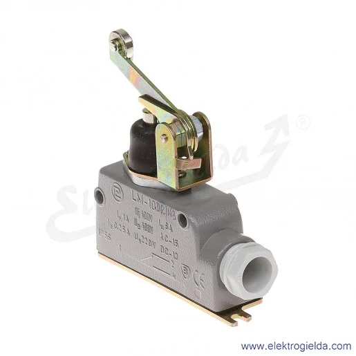 Łącznik krańcowy LM10-10DR/W3 w obudowie metalowej z dźwignią i rolką 1P wykonanie morskie Łącznik krańcowy LM10-10DR/W3 w obudowie metalowej z dźwignią i rolką 1P wykonanie morskie