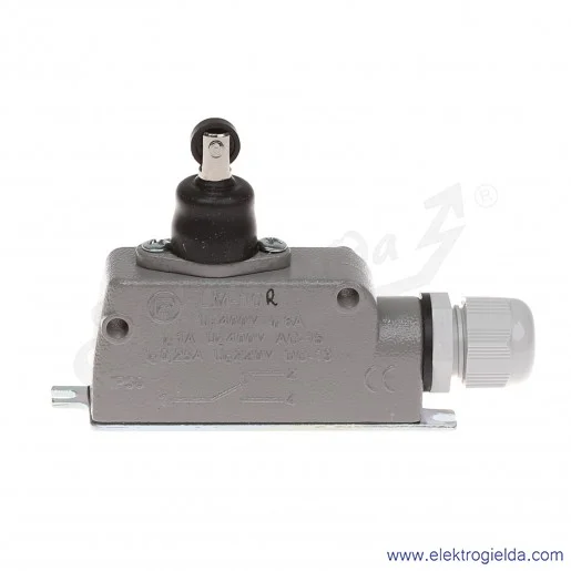 Łącznik krańcowy LM-10R w obudowie metalowej z napędem popychaczowym i rolką 1P Łącznik krańcowy LM-10R w obudowie metalowej z napędem popychaczowym i rolką 1P