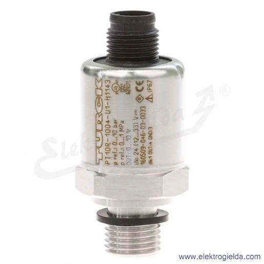 Przetwornik ciśnienia 6836260 PT10R-1004-U1-H1143 0-10Bar, wyjście napięciowe 0-10V, przyłącze G1/4", zasilanie 12..33VDC M12 4 Przetwornik ciśnienia 6836260 PT10R-1004-U1-H1143 0-10Bar, wyjście napięciowe 0-10V, przyłącze G1/4", zasilanie 12..33VDC M12 4
