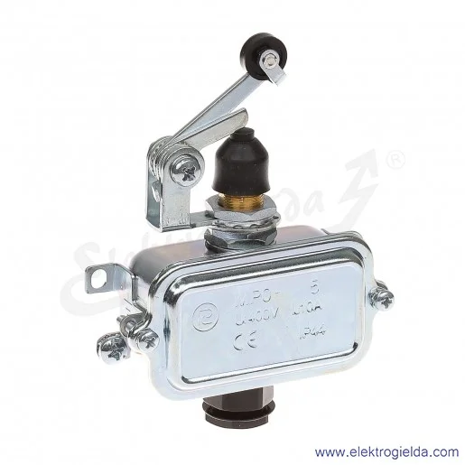 Łącznik krańcowy MP0-5 w obudowie metalowej z napędem teleskopowym i dźwignią z rolką 1Z+1R Łącznik krańcowy MP0-5 w obudowie metalowej z napędem teleskopowym i dźwignią z rolką 1Z+1R