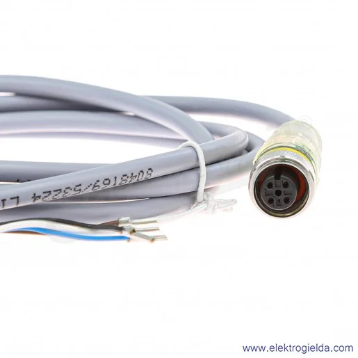 Kabel z gniazdem 6626162 RKC4.4T-P7X2-2/TEL przewód z LED PUR, 4-żyłowy, 2m, złącze M12, żeńskie, proste