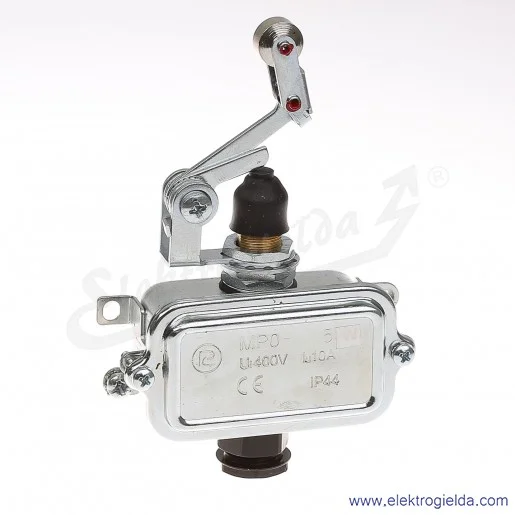 Łącznik krańcowy MP0-5W w obudowie metalowej z napędem teleskopowym i dźwignią łamaną z rolką 1Z+1R Łącznik krańcowy MP0-5W w obudowie metalowej z napędem teleskopowym i dźwignią łamaną z rolką 1Z+1R