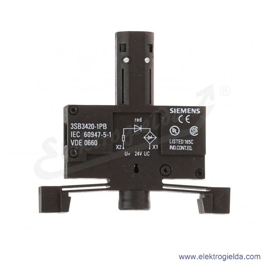 Oprawka LED 3SB3420-1PB 24V czerwona, do mocowania w części dolnej kasety Oprawka LED 3SB3420-1PB 24V czerwona, do mocowania w części dolnej kasety