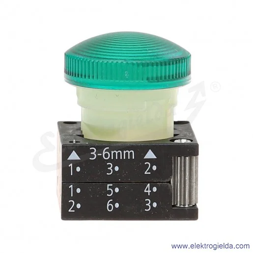 Główka lampki 3SB3001-6BA40 zielona 40mm, otwór fi 22mm Główka lampki 3SB3001-6BA40 zielona 40mm, otwór fi 22mm