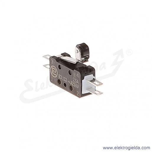 Łącznik krańcowy miniaturowy 83-132s 54Er 14,1 z dźwignią 14,1mm i rolką 1Z+1R srebrzony Łącznik krańcowy miniaturowy 83-132s 54Er 14,1 z dźwignią 14,1mm i rolką 1Z+1R srebrzony