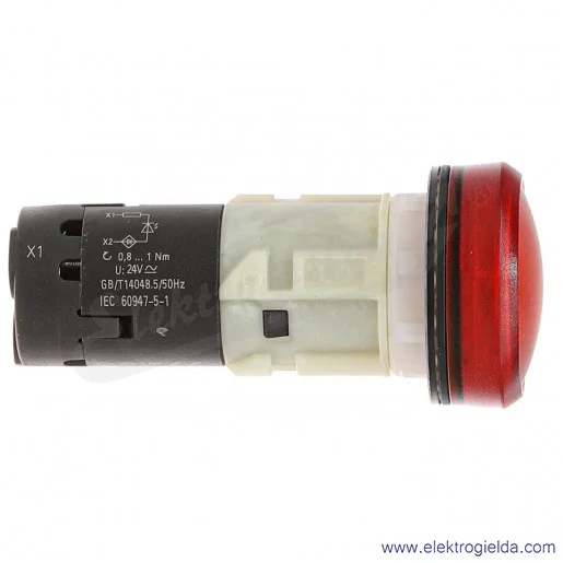 Lampka sygnalizacyjna 3SU1201-6AB20-1AA0 kompaktowa okrągła fi 22mm, z tworzywa, czerwona z soczewką, gładka, 24VAC/DC
