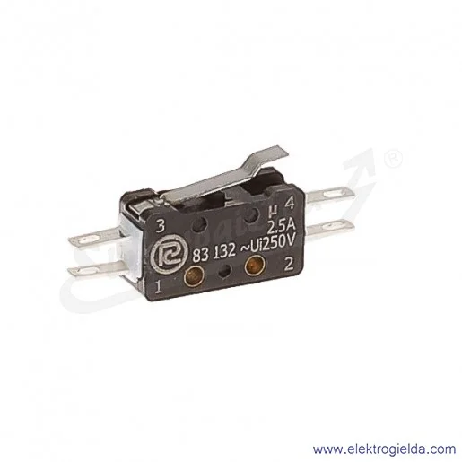 Łącznik krańcowy miniaturowy 83-132s 54Ar 14,75 z dźwignią 14,75mm 1Z+1R srebrzony Łącznik krańcowy miniaturowy 83-132s 54Ar 14,75 z dźwignią 14,75mm 1Z+1R srebrzony