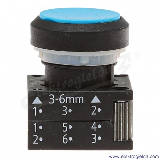 Napęd przycisku 3SB3000-0DA51 bistabilny, kryty, płaski, kolor niebieski, fi 22mm