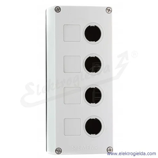 Obudowa pusta 3SB3804-0AA3 4 miejsca na przyciski fi 22mm, szara Obudowa pusta 3SB3804-0AA3 4 miejsca na przyciski fi 22mm, szara