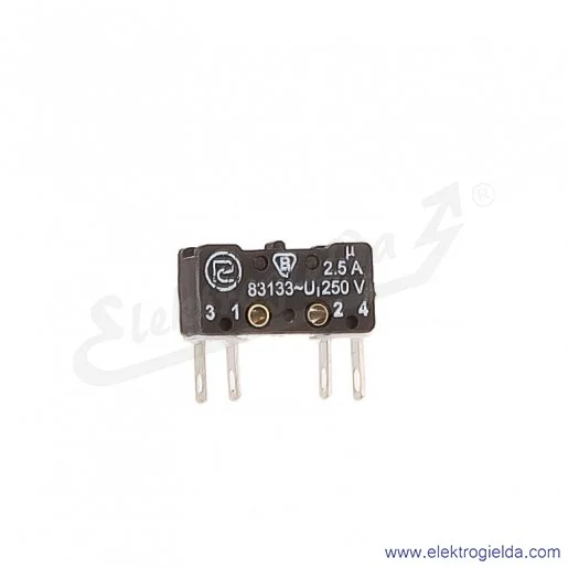 Łącznik krańcowy miniaturowy 83-133s 54Ar 7,7 z dźwignią 7,7mm 1Z+1R srebrzony Łącznik krańcowy miniaturowy 83-133s 54Ar 7,7 z dźwignią 7,7mm 1Z+1R srebrzony