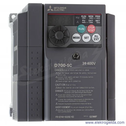 Falownik wektorowy 247602 FR-D740-022SC-EC 0.75KW 3x380-480V, 2.2A, IP20 Falownik wektorowy 247602 FR-D740-022SC-EC 0.75KW 3x380-480V, 2.2A, IP20