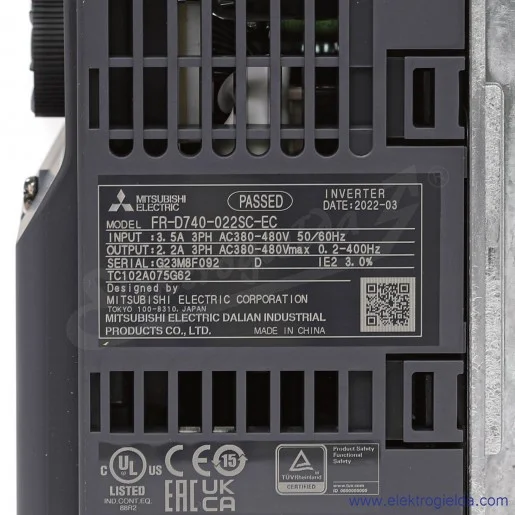 Falownik wektorowy 247602 FR-D740-022SC-EC 0.75KW 3x380-480V, 2.2A, IP20 Falownik wektorowy 247602 FR-D740-022SC-EC 0.75KW 3x380-480V, 2.2A, IP20