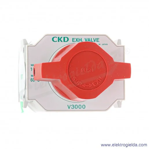 Zawór odcinający ręczny V3000-10G-W, 3/2, G3/8, 10 Bar, bez tłumika, przepływ od lewej do prawej, CKD Zawór odcinający ręczny V3000-10G-W, 3/2, G3/8, 10 Bar, bez tłumika, przepływ od lewej do prawej, CKD