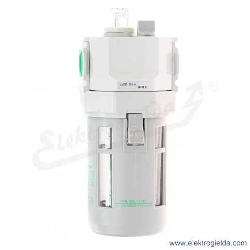 Smarownica L4000-15G-W, G1/2, 10 Bar, miska 170 ml, punkt początkowy 65 l/min, przepływ 5000 l/min, CKD Smarownica L4000-15G-W, G1/2, 10 Bar, miska 170 ml, punkt początkowy 65 l/min, przepływ 5000 l/min, CKD