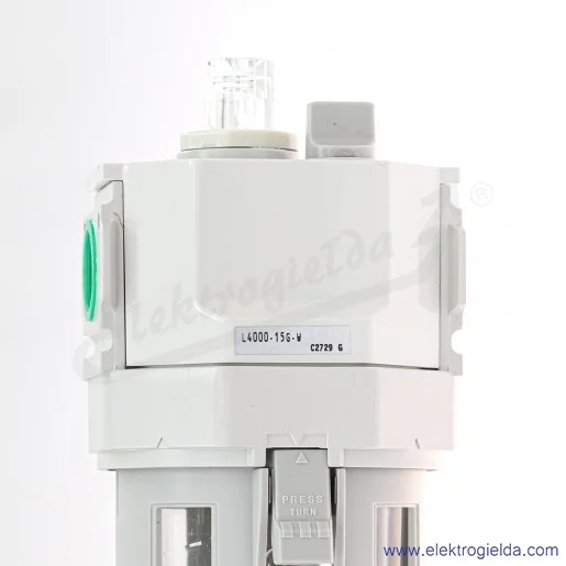 Smarownica L4000-15G-W, G1/2, 10 Bar, miska 170 ml, punkt początkowy 65 l/min, przepływ 5000 l/min, CKD Smarownica L4000-15G-W, G1/2, 10 Bar, miska 170 ml, punkt początkowy 65 l/min, przepływ 5000 l/min, CKD