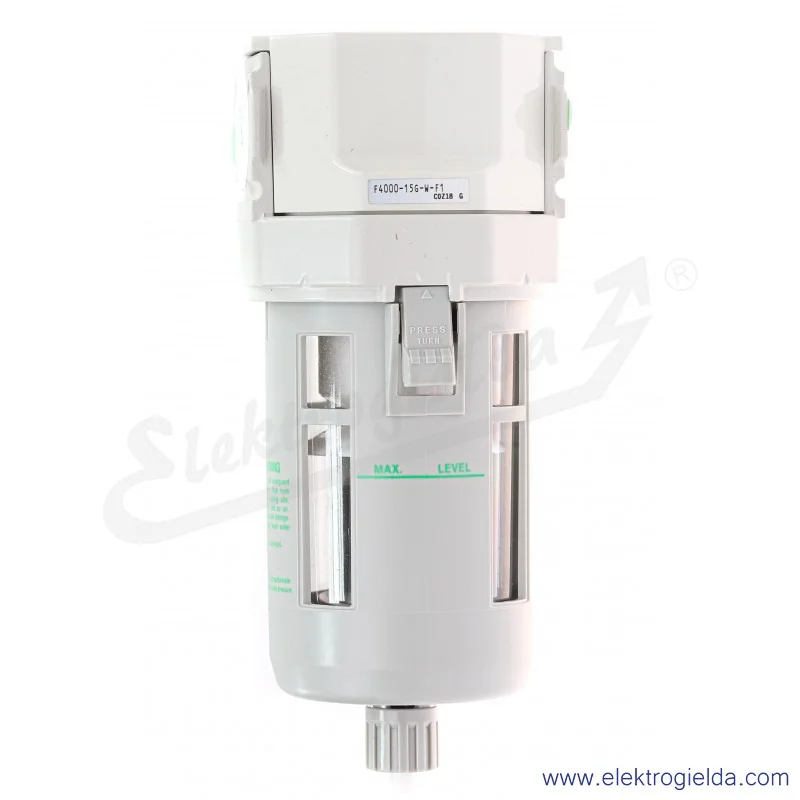 Filtr powietrza F4000-15G-F1, G1/2, 5 µm, 10 Bar, 8000 l/min, automatyczny spust kondensatu NC, CKD Filtr powietrza F4000-15G-F1, G1/2, 5 µm, 10 Bar, 8000 l/min, automatyczny spust kondensatu NC, CKD