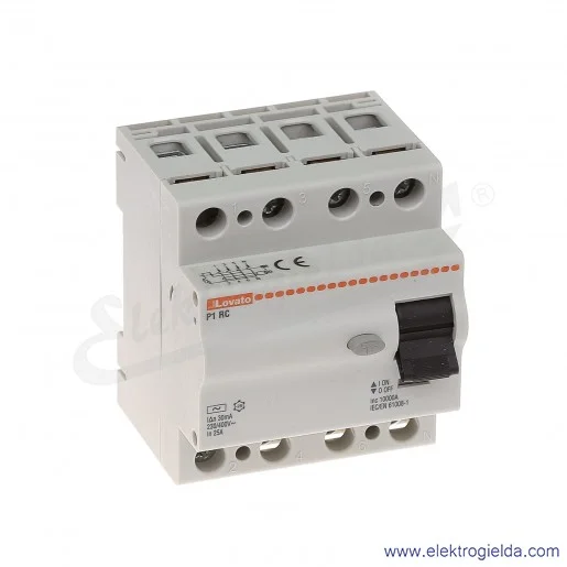 Wyłącznik różnicowoprądowy P1RC4P25AC030 4P 25A 30mA typ AC Wyłącznik różnicowoprądowy P1RC4P25AC030 4P 25A 30mA typ AC