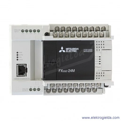 Sterownik 269919 FX3GE-24MT/DSS 24VDC, 14 wejść cyfrowych, 10x wyjść tranzystorowych, 2x wejścia Analog, Ethernet, USB, RS422