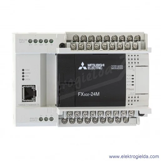 Sterownik 269919 FX3GE-24MT/DSS 24VDC, 14 wejść cyfrowych, 10x wyjść tranzystorowych, 2x wejścia Analog, Ethernet, USB, RS422 Sterownik 269919 FX3GE-24MT/DSS 24VDC, 14 wejść cyfrowych, 10x wyjść tranzystorowych, 2x wejścia Analog, Ethernet, USB, RS422