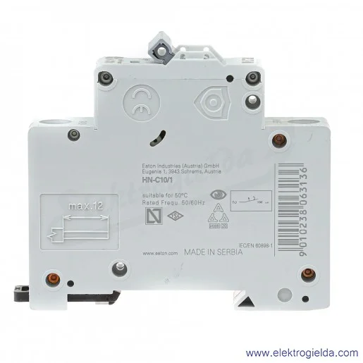 Wyłącznik nadprądowy HN-C10/1 1P C 10A AC 6kA Wyłącznik nadprądowy HN-C10/1 1P C 10A AC 6kA