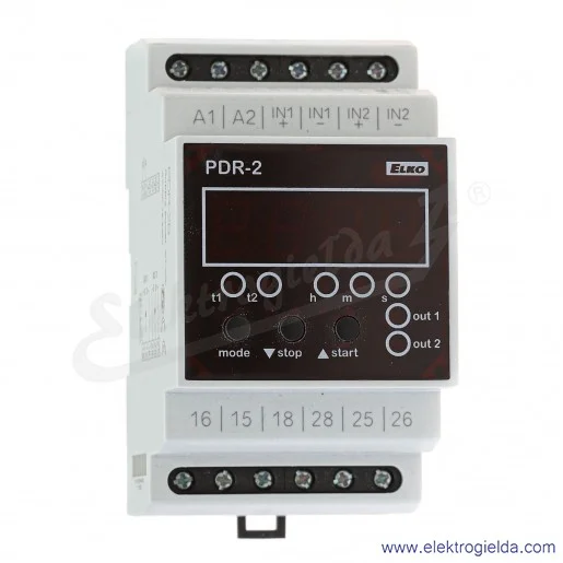 Przekaźnik czasowy programowalny PDR-2/B UNI wielofunkcyjny 12-240 VAC/DC, dwa wyjścia, 10 funkcji, czas 0.01s-99h