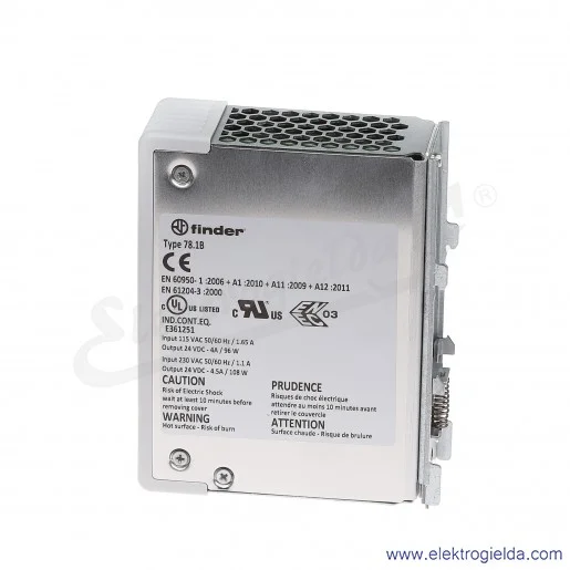 Zasilacz impulsowy 78.1B.1.230.2403 AC/DC na szynę DIN 110W 24V DC 5A Zasilacz impulsowy 78.1B.1.230.2403 AC/DC na szynę DIN 110W 24V DC 5A