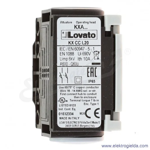 Korpus KXCCL20 plastikowy ze stykami 2NO wolnoprzełączające Korpus KXCCL20 plastikowy ze stykami 2NO wolnoprzełączające