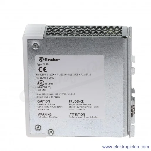 Zasilacz impulsowy 78.1D.1.230.2414 AC/DC na szynę DIN 130W 24V DC 5,4A Zasilacz impulsowy 78.1D.1.230.2414 AC/DC na szynę DIN 130W 24V DC 5,4A