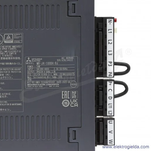 Cyfrowy serwowzmacniacz 269293 MR-J4-100B4-RJ do mocy silnika 1kW, 380..480V, RJ Cyfrowy serwowzmacniacz 269293 MR-J4-100B4-RJ do mocy silnika 1kW, 380..480V, RJ