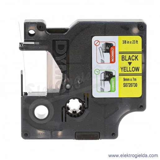 Taśma Dymo S0720730 40918 D1 9mm X7M czarny/żółty taśma żółta, nadruk czarny Taśma Dymo S0720730 40918 D1 9mm X7M czarny/żółty taśma żółta, nadruk czarny