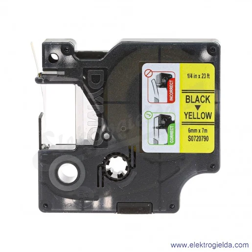 Taśma Dymo S0720790 43618 D1 6mm czarny-żółty poliestrowa, żółta taśma czarny nadruk Taśma Dymo S0720790 43618 D1 6mm czarny-żółty poliestrowa, żółta taśma czarny nadruk