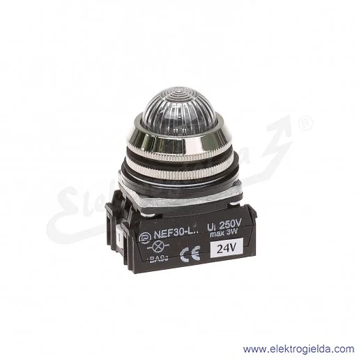 Lampka sygnalizacyjna NEF30 LEb 24V AC/DC biała klosz sferyczny 30mm Lampka sygnalizacyjna NEF30 LEb 24V AC/DC biała klosz sferyczny 30mm