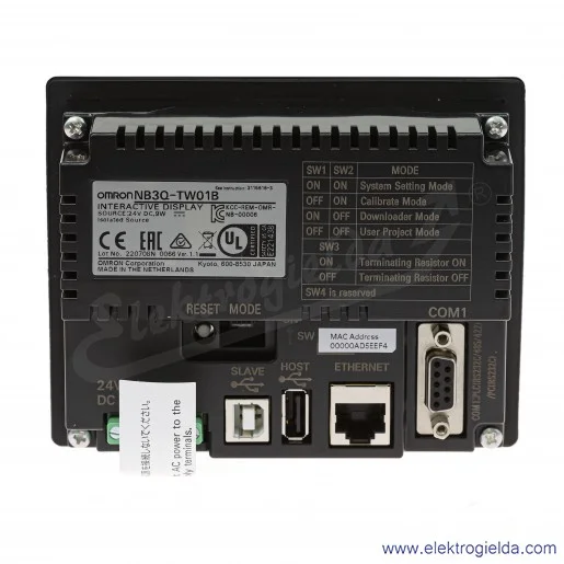 Panel dotykowy HMI NB3Q-TW01B 3.5 cala QVGA (320 x 240 pikseli), kolorowy TFT, Ethernet + Host USB