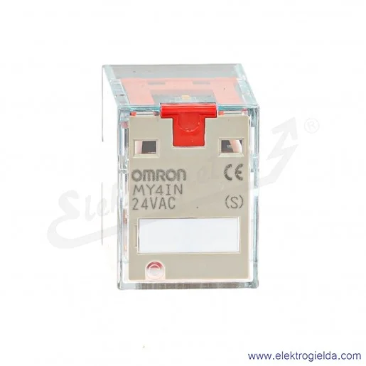 Przekaźnik elektromagnetyczny MY4IN 24VAC 4-polowy PDT 220VAC 24VDC, montaż na podstawce Przekaźnik elektromagnetyczny MY4IN 24VAC 4-polowy PDT 220VAC 24VDC, montaż na podstawce
