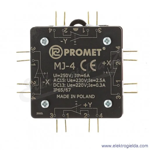 Joystick W0-MJ-4 MJ-4 4x(1NC+1NO) 4-pozycyjny z prowadzeniem, połączenie konektorowe Joystick W0-MJ-4 MJ-4 4x(1NC+1NO) 4-pozycyjny z prowadzeniem, połączenie konektorowe