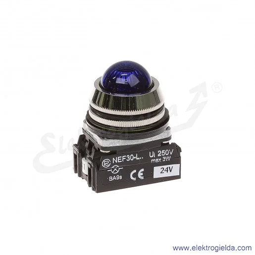 Lampka sygnalizacyjna NEF30 LEn 24V AC/DC niebieska klosz sferyczny 30mm Lampka sygnalizacyjna NEF30 LEn 24V AC/DC niebieska klosz sferyczny 30mm