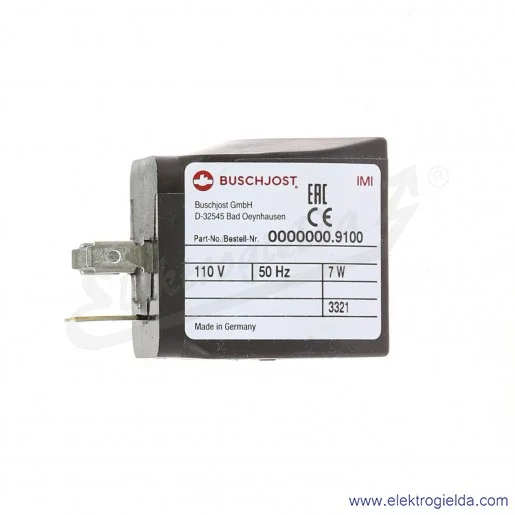 Cewka 0000000.9100.11050, 110VAC, IP65, pod wtyczkę DIN EN 175301-803 Form A Cewka 0000000.9100.11050, 110VAC, IP65, pod wtyczkę DIN EN 175301-803 Form A