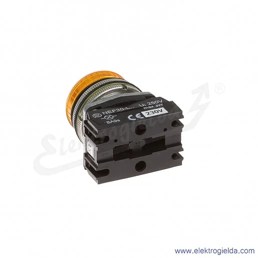 Lampka sygnalizacyjna NEF30 LPg 230V AC/DC żółta klosz płaski 30mm Lampka sygnalizacyjna NEF30 LPg 230V AC/DC żółta klosz płaski 30mm