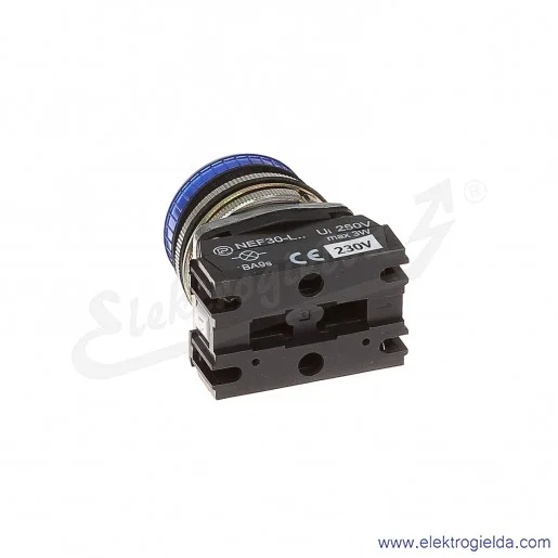 Lampka sygnalizacyjna NEF30 LPn 230V AC/DC niebieska klosz płaski 30mm Lampka sygnalizacyjna NEF30 LPn 230V AC/DC niebieska klosz płaski 30mm