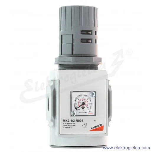 Reduktor ciśnienia MX2-1/2-R004, G1/2, zakres regulacji 0.5-10 Bar, 8000 l/min, z wbudowany manometrem 0-12 Bar Reduktor ciśnienia MX2-1/2-R004, G1/2, zakres regulacji 0.5-10 Bar, 8000 l/min, z wbudowany manometrem 0-12 Bar