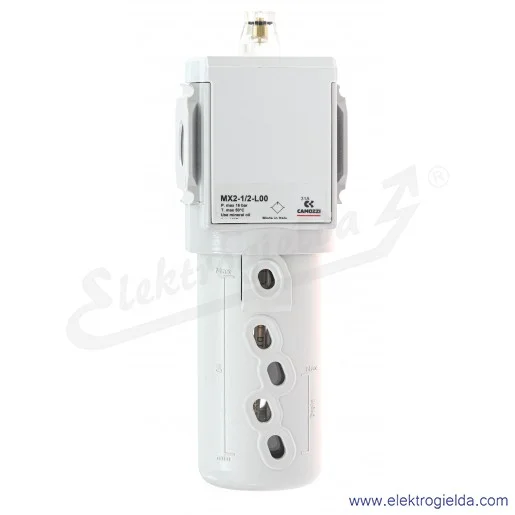 Smarownica MX2-1/2-L00, G1/2, 0- 16 Bar, miska 118 ml, punkt początkowy 17 l/min, przepływ 5700 l/min, Camozzi Smarownica MX2-1/2-L00, G1/2, 0- 16 Bar, miska 118 ml, punkt początkowy 17 l/min, przepływ 5700 l/min, Camozzi