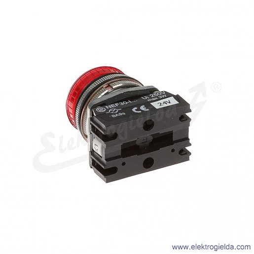 Lampka sygnalizacyjna NEF30 LPc 24V AC/DC czerwona klosz płaski 30mm Lampka sygnalizacyjna NEF30 LPc 24V AC/DC czerwona klosz płaski 30mm